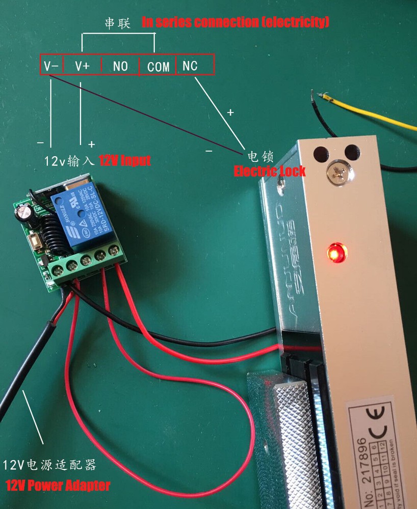 Door Access Control System Electric Magnetic Lock 2 Wireless Remote Controls Kit