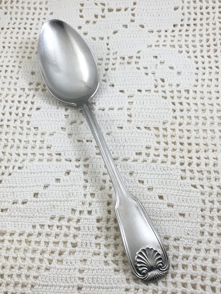 Reed & Barton COLONIAL SHELL 1961 Stainless Glossy Solid Serving Spoon 8 1/2"