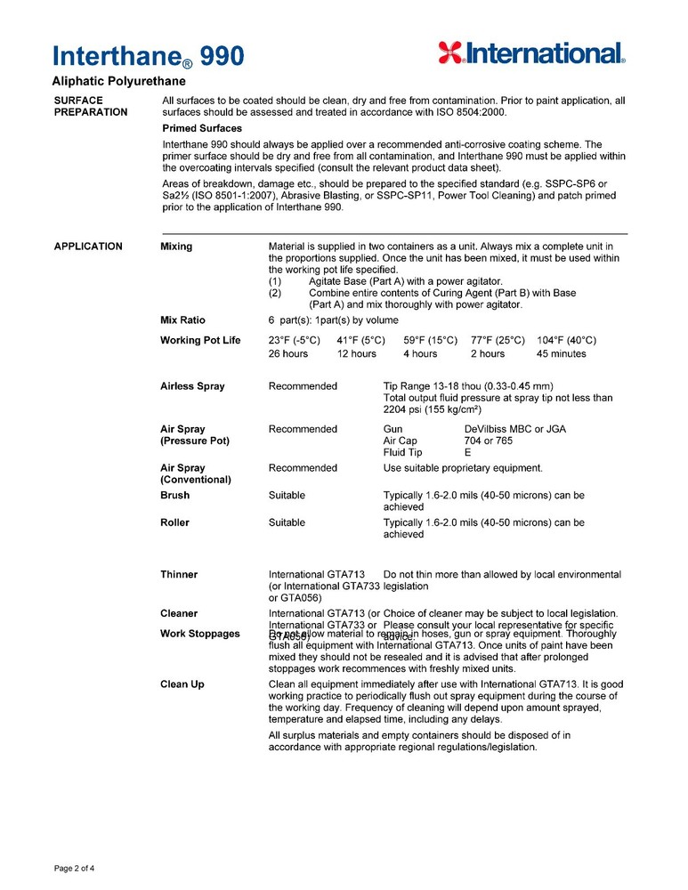 International Interthane 990 Part A Polyurethane 1.13GL - Stone Grey