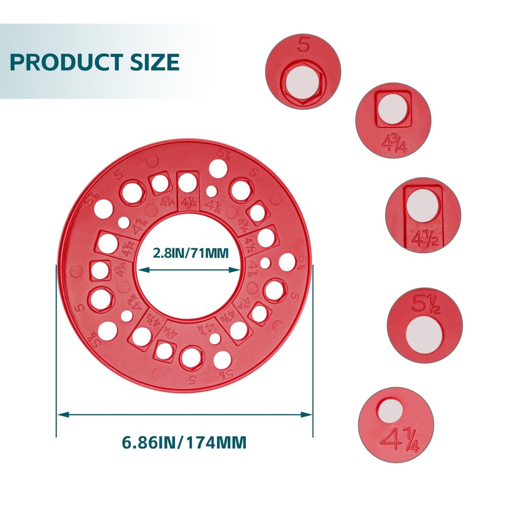 Rifatrio Wheel Bolt Pattern Measuring Tool, 5 Lug Template,Lug...