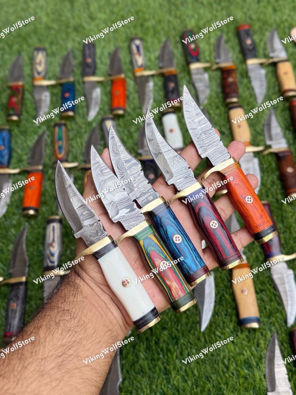 20 Pcs of CUSTOM HANDMADE 6"inch DAMASCUS STEEL CAMPING & HUNTING KNIVE FROM USA