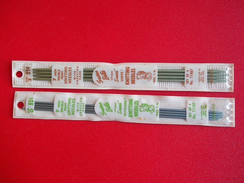Bates double point knitting needles, sizes 0 & 2, 7"
