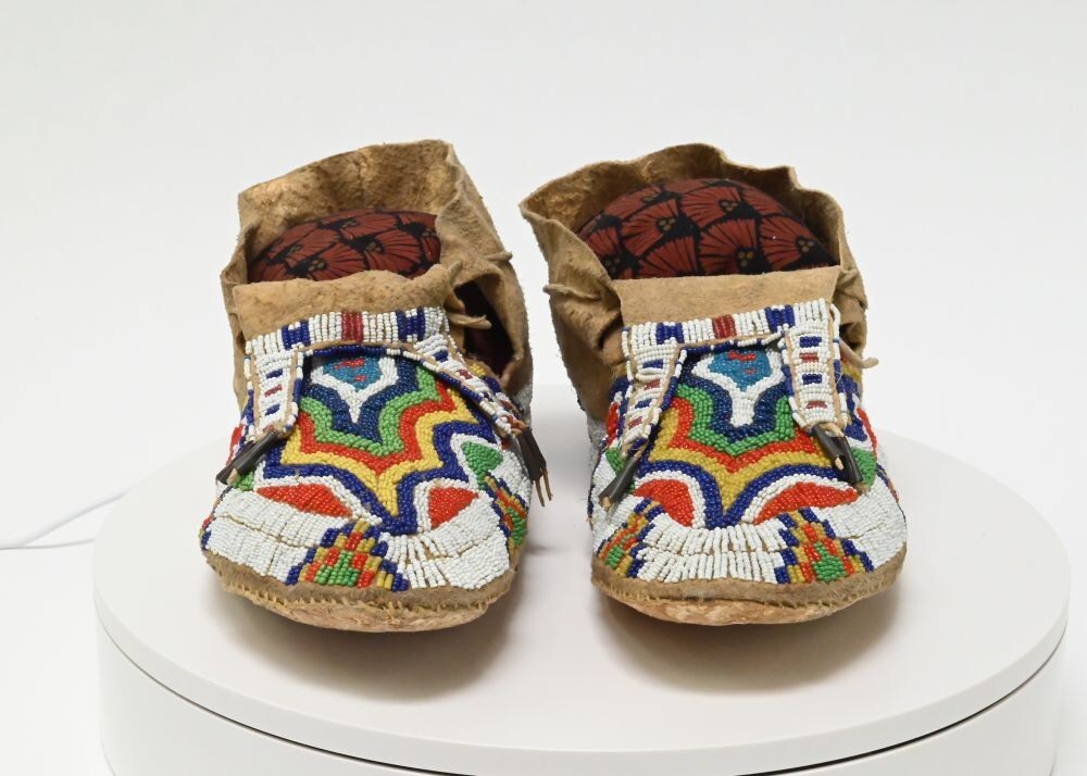 Northern Plains Beaded Hide Moccasins