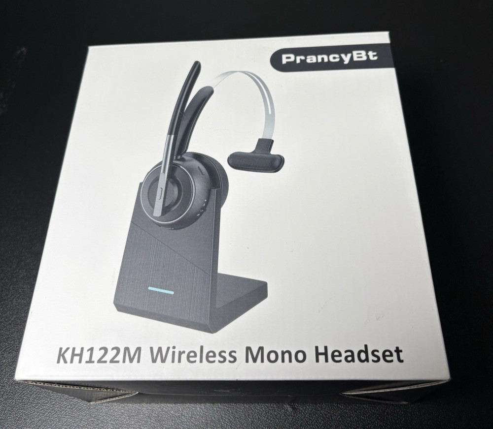 Prancy KH122M Bluetooth Headset V5.2 Wireless Headset + Charging Base - NIB