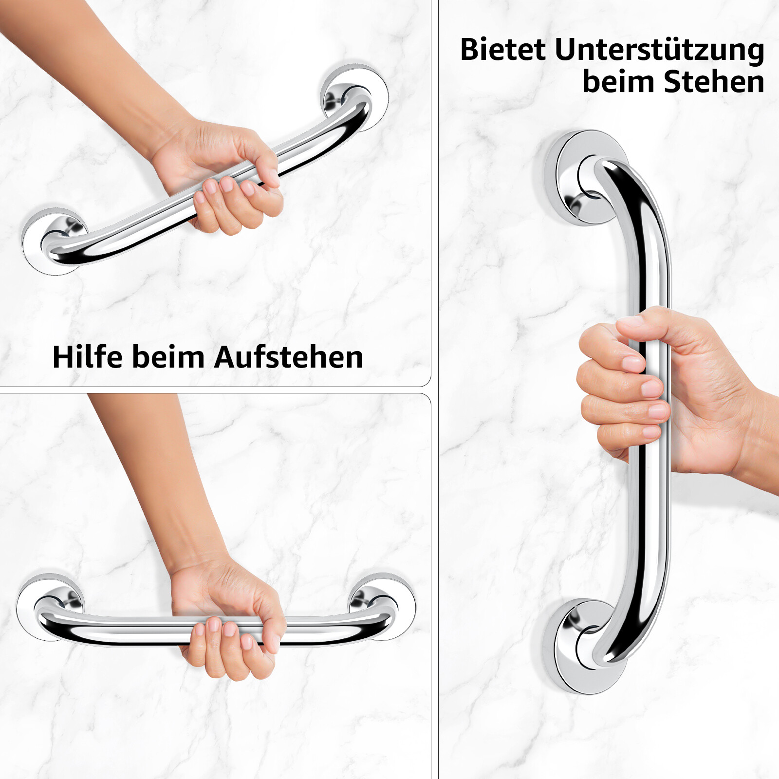 2PCS Stainless Steel Grab Bar Bathroom Safety Handicap Shower Tub Handle Support