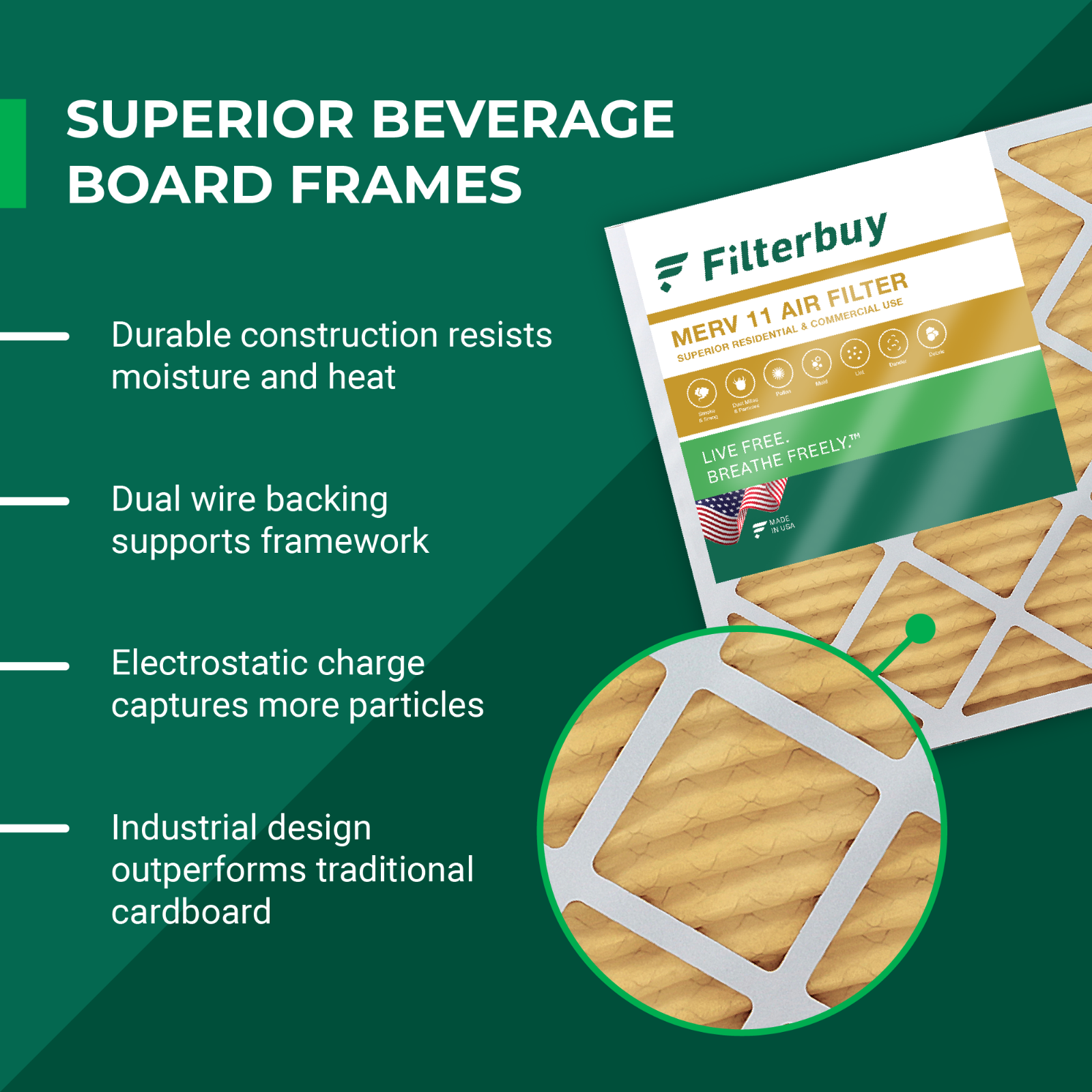 Filterbuy 16x25x1 Pleated Air Filters, Replacement for HVAC AC Furnace (MERV 11)