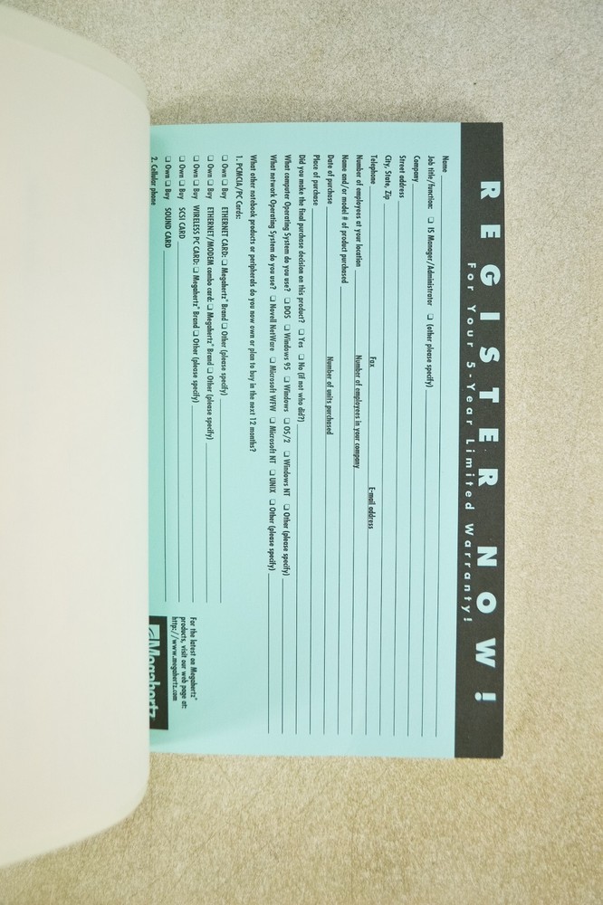 PC Card Modem User Reference Guide Megahertz US Robotics 1996