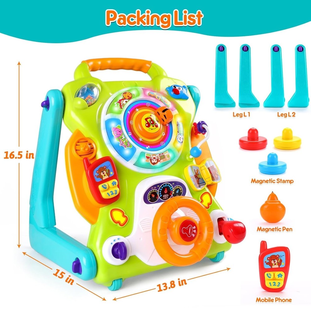 3-in-1 Multifunctional Baby Activity Walker & Learning Table