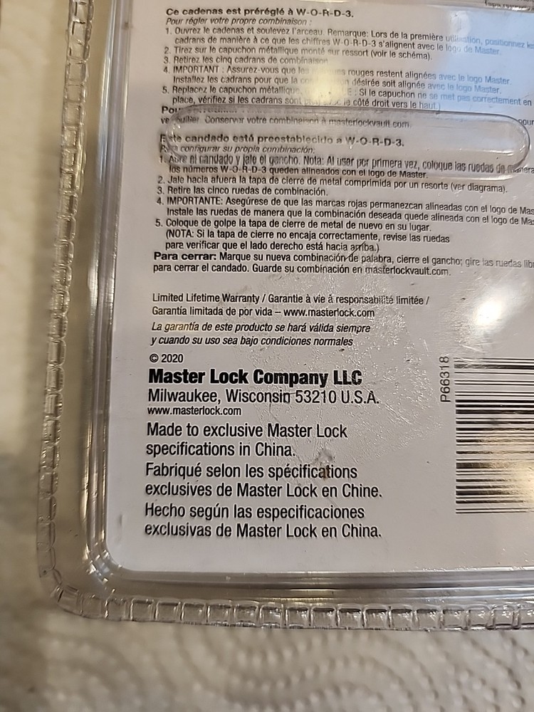 NICE! Master Lock 4 Digit Combination Padlock NIP