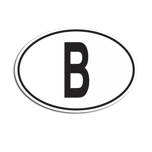 B Belgium Country Code Oval Sticker Decal