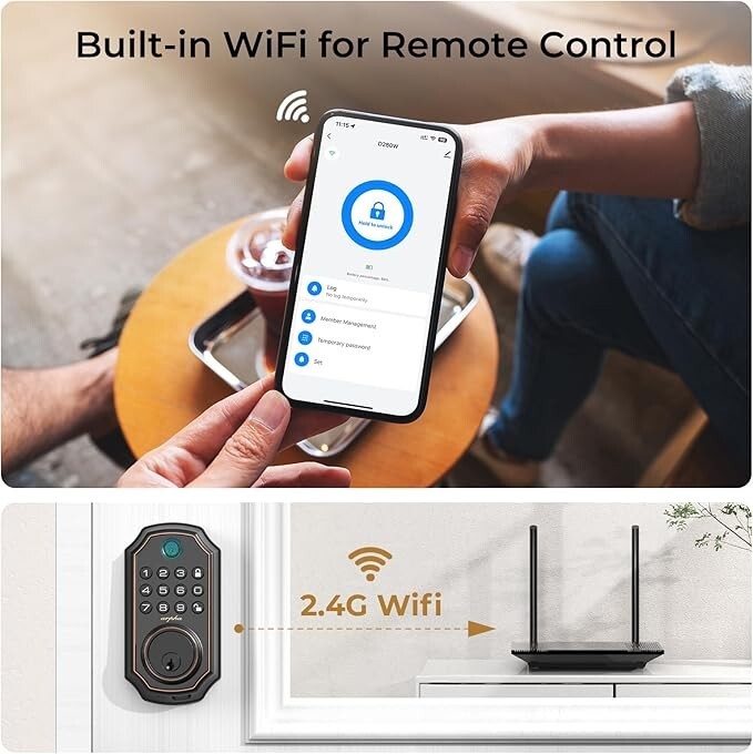 ARPHA Fingerprint Keyless Smart Door Lock APP Control Bluetooth Keypad Deadbolt