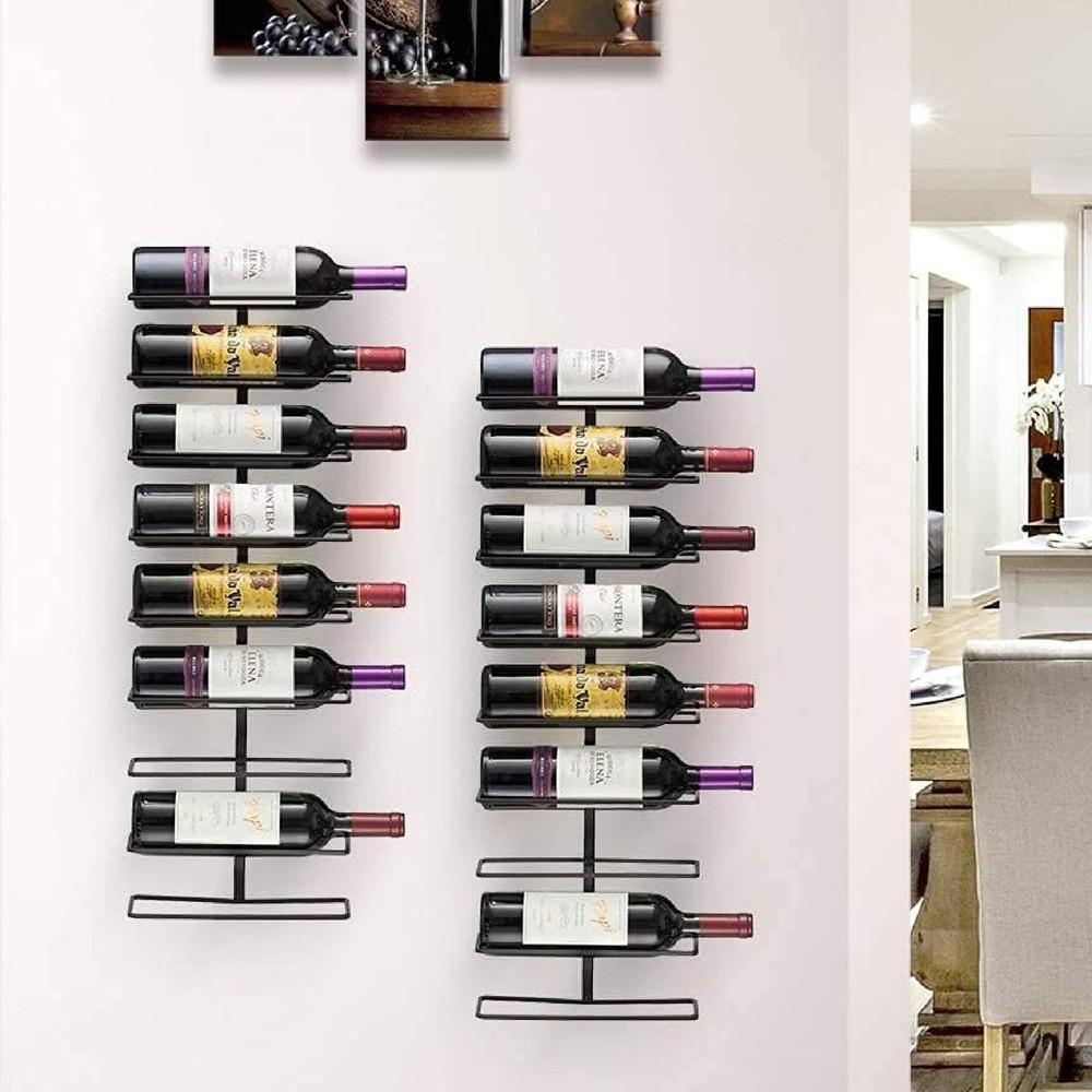 Stackable Wine Rack Wall Mount, Black, 3 Pack