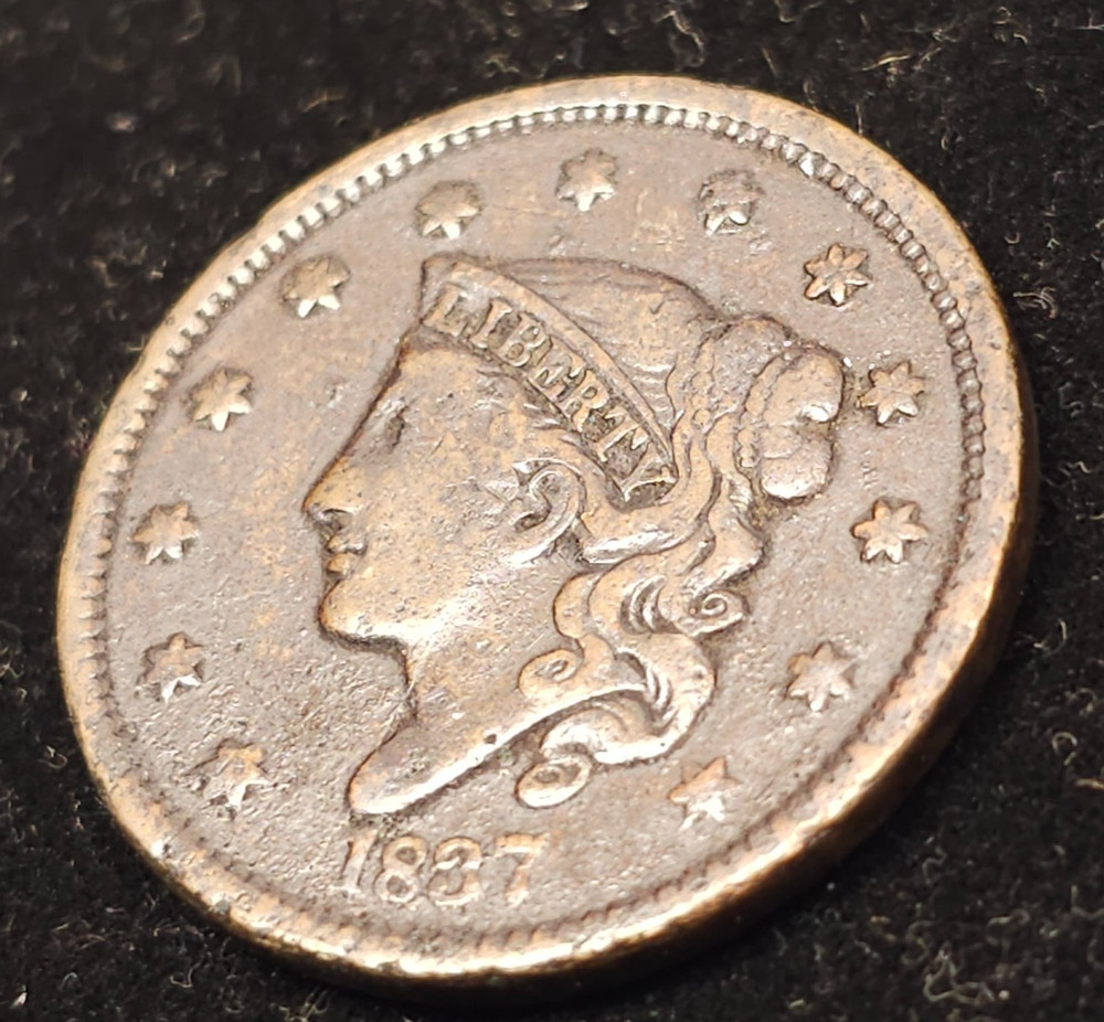 1837 Coronet Head Large Cent- Fine condition