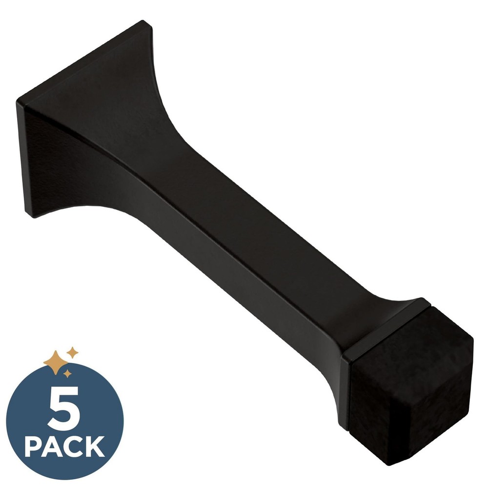 Classic Edge (5-Pack) Door Stop 3' Matte Black Stoppers, Baseboard, Solid Rig...