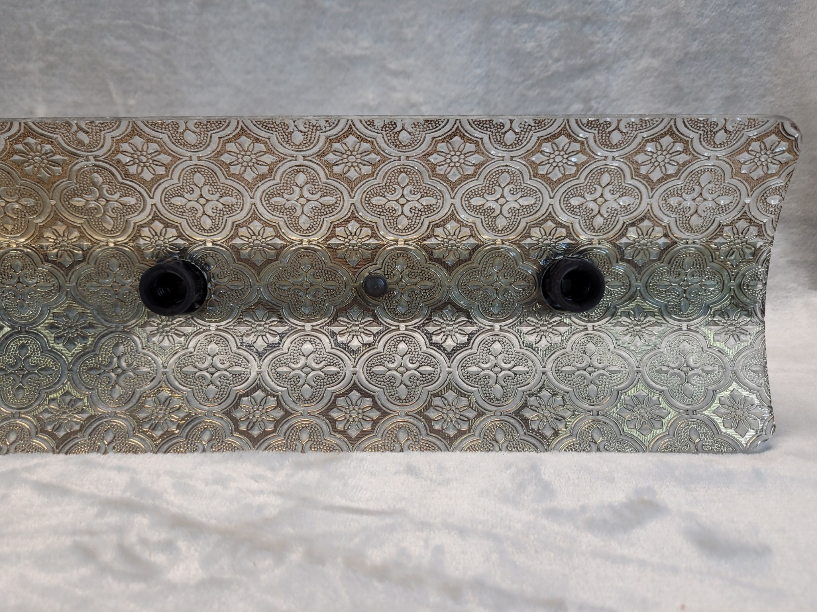 Vtg Bathroom Vanity U Bar 4-Light Fixture Glass Gold Overlay Quatrefoil Curved