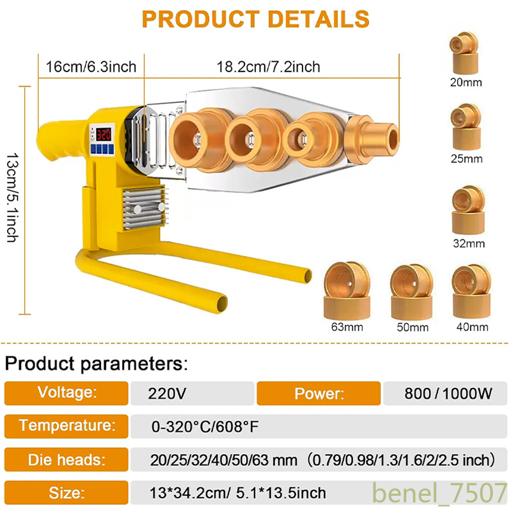 800W Plastic Pipe Welding Machine Professional Hot Melt Tool Pipe Welding Tools