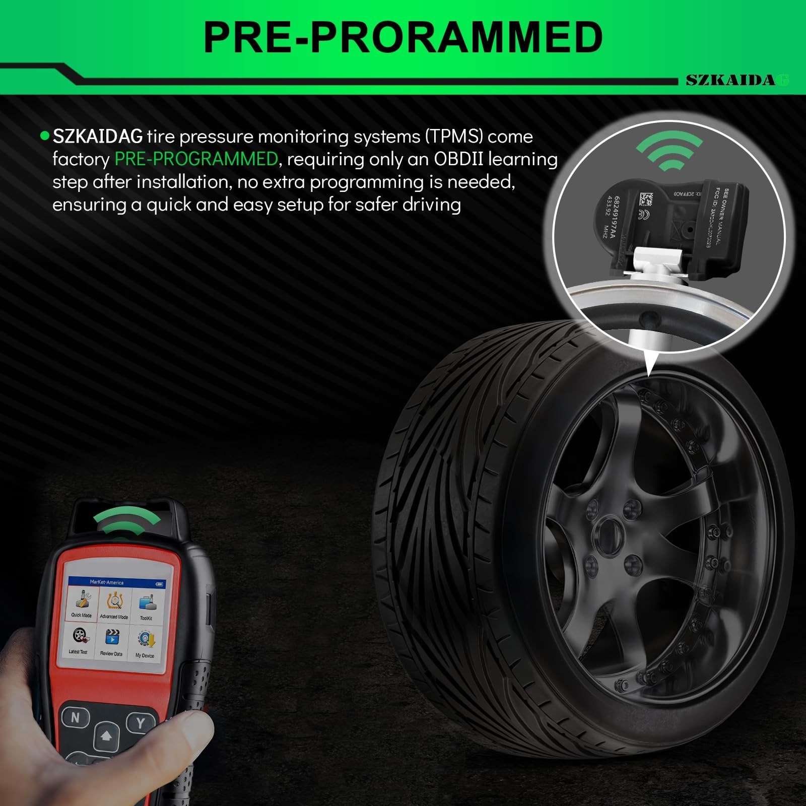 Tire Pressure Sensor Pre-Programmed 434MHz TPMS Sensor for:-RAM 1500 2500 350...