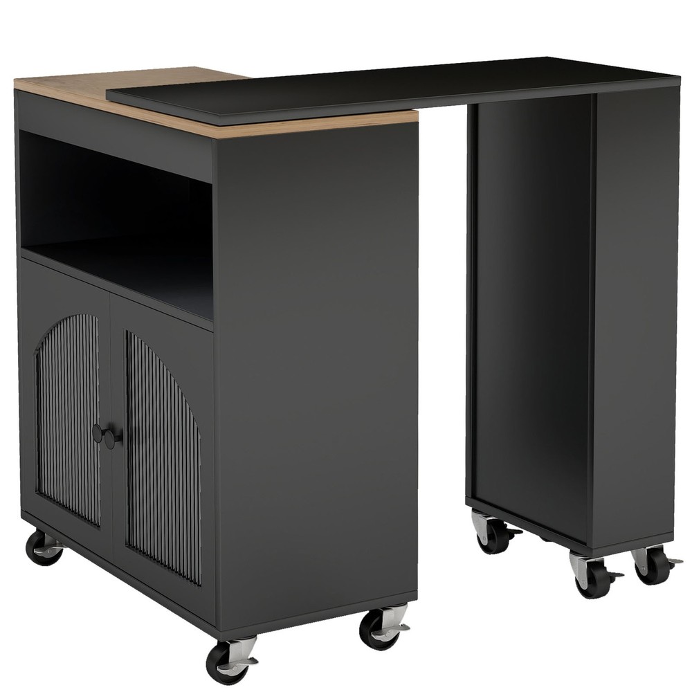 Rolling Kitchen Island Table With LED Light Power Outlets For Kitchen RAEA