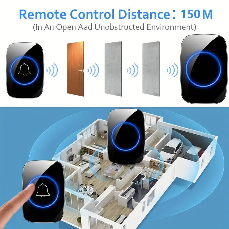 Wireless Doorbell Chime Waterproof Plugin Receiver Adjustable Volume Kit Lot
