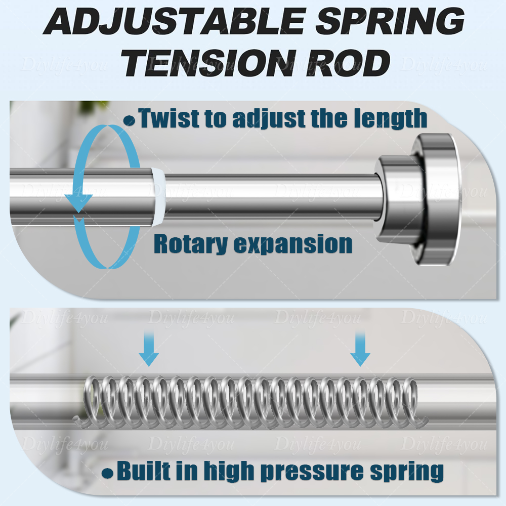 21in - 78in Stainless Steel Adjustable Telescopic Shower Curtain Rod Shower Kit