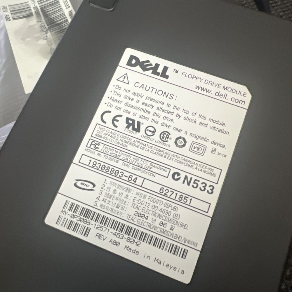 Dell 3.5" Floppy Drive Module Model: FD-05PUB External USB