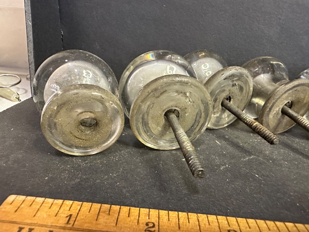 Set 8 Antique Glass Furniture Knobs Pulls, Lot 2