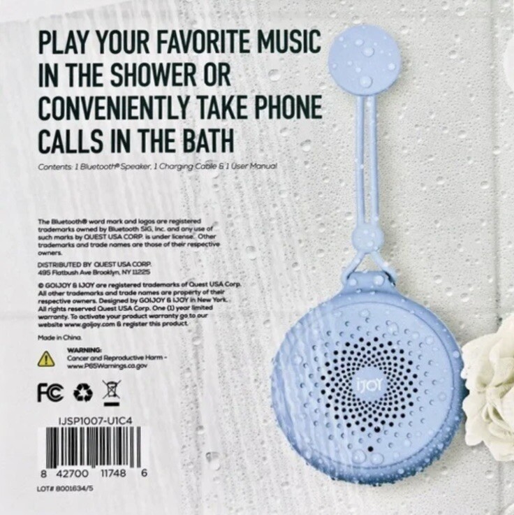 Shower Speaker Mist iJoy Splash Proof Bluetooth Blue