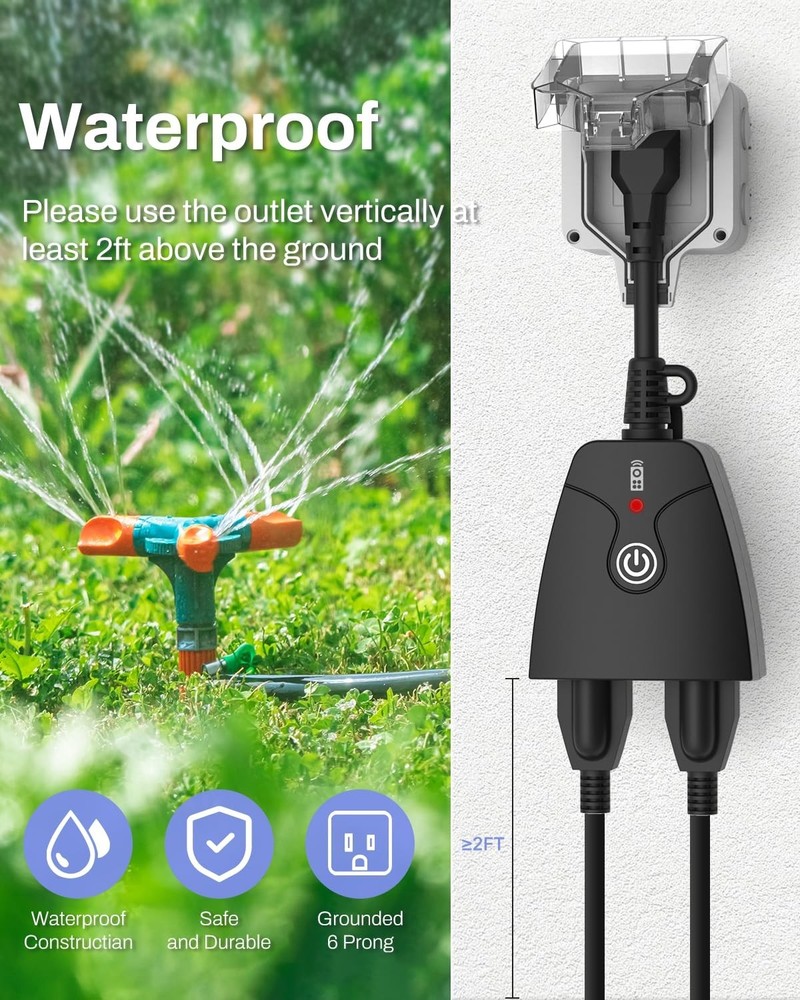 Reliable Weatherproof Power Outlet Plug - 100ft Range, Remote Control Included