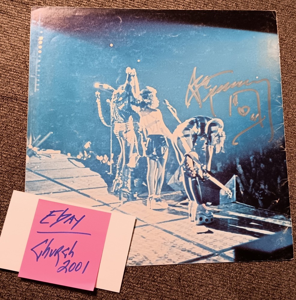 KISS Ace Frehley SIGNED 1976 'On Tour' Tourbook Photo Page Silver Marker #3