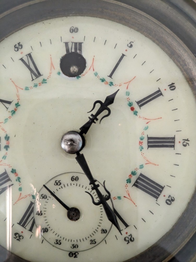 Antique Spring-driven table clock ship's Handpainted Dial 3kg