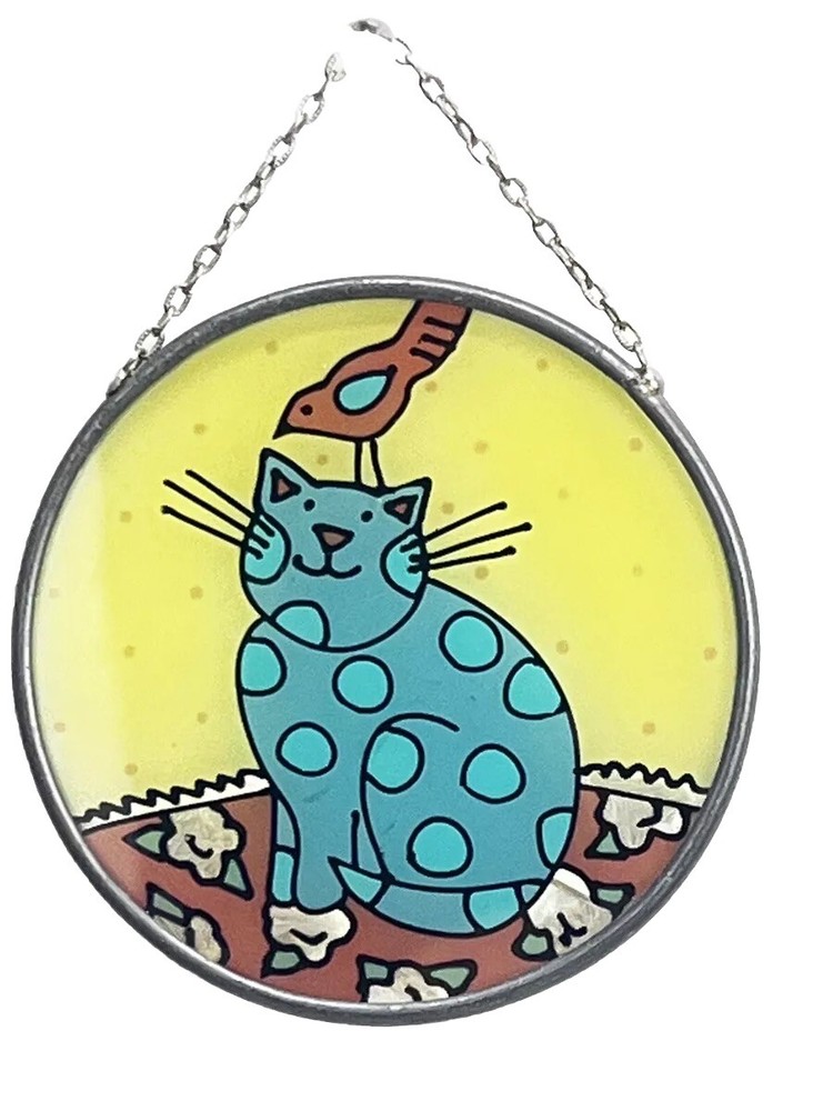 Kitty & Bird Round Sun Catcher Window Hanger