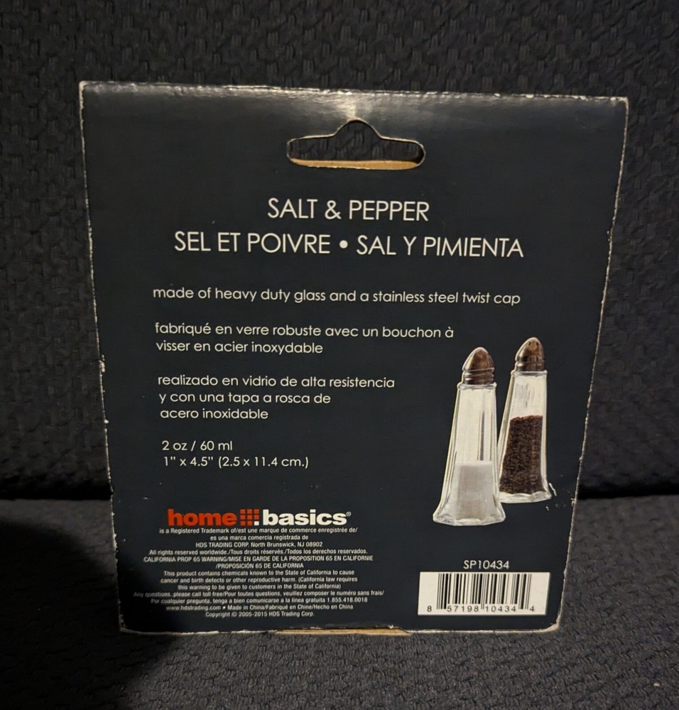 Home Basics 2 Piece Salt and Pepper Set