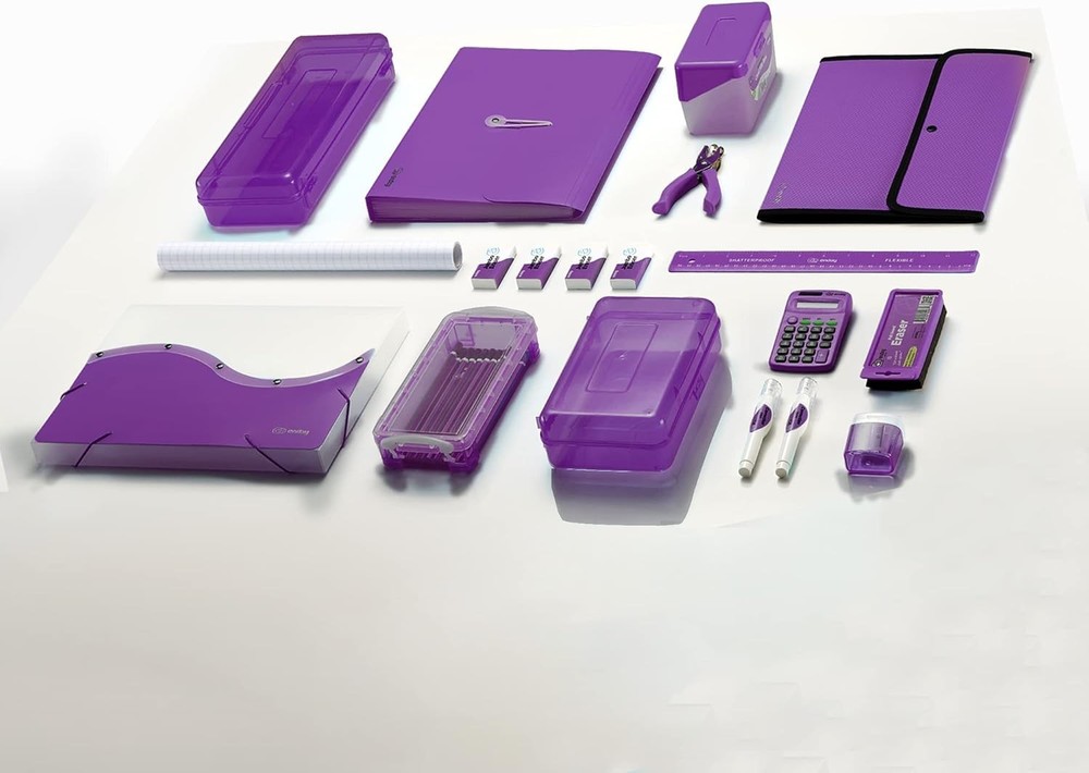 Double Deck Large Pencil Box Purple