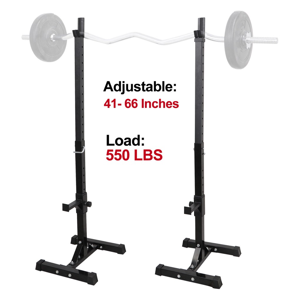 2pcs Adjustable Rack Standard Solid Steel Squat Stands Barbell Press Bench