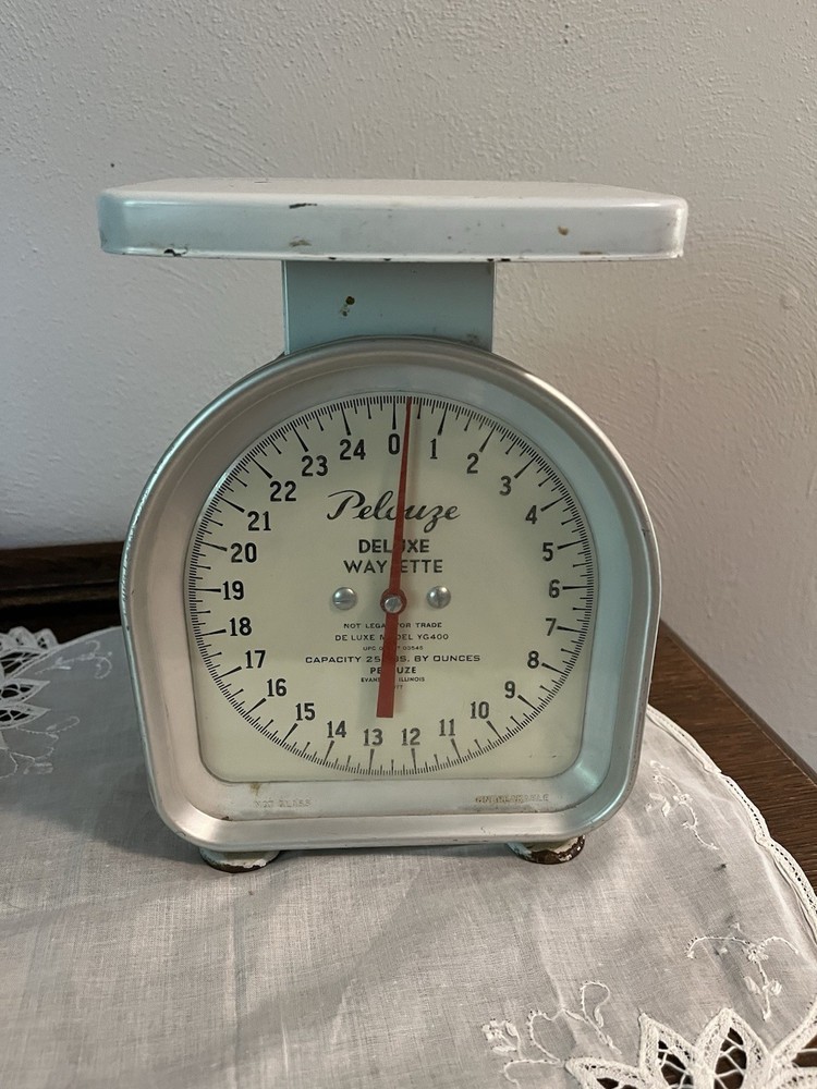 Vintage White Distressed Pelouze Platform Scale Some Rust