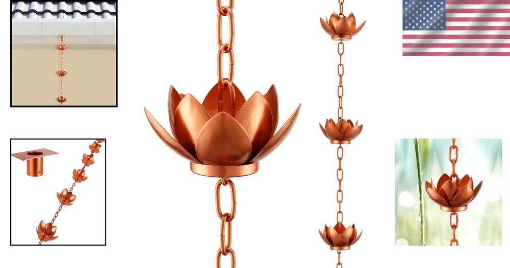 Transform Your Gutters: 8.5ft Adjustable Copper Rain Chain for Elegant Drainage