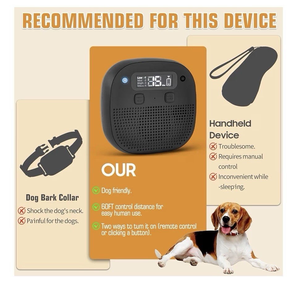 Ultrasonic Anti Barking Device Remote Control Waterproof Multiple Modes