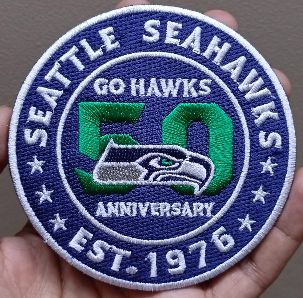 Seahawks 50th Anniversary Logo Iron On Patch - Sew Patch - Embroidered Patch