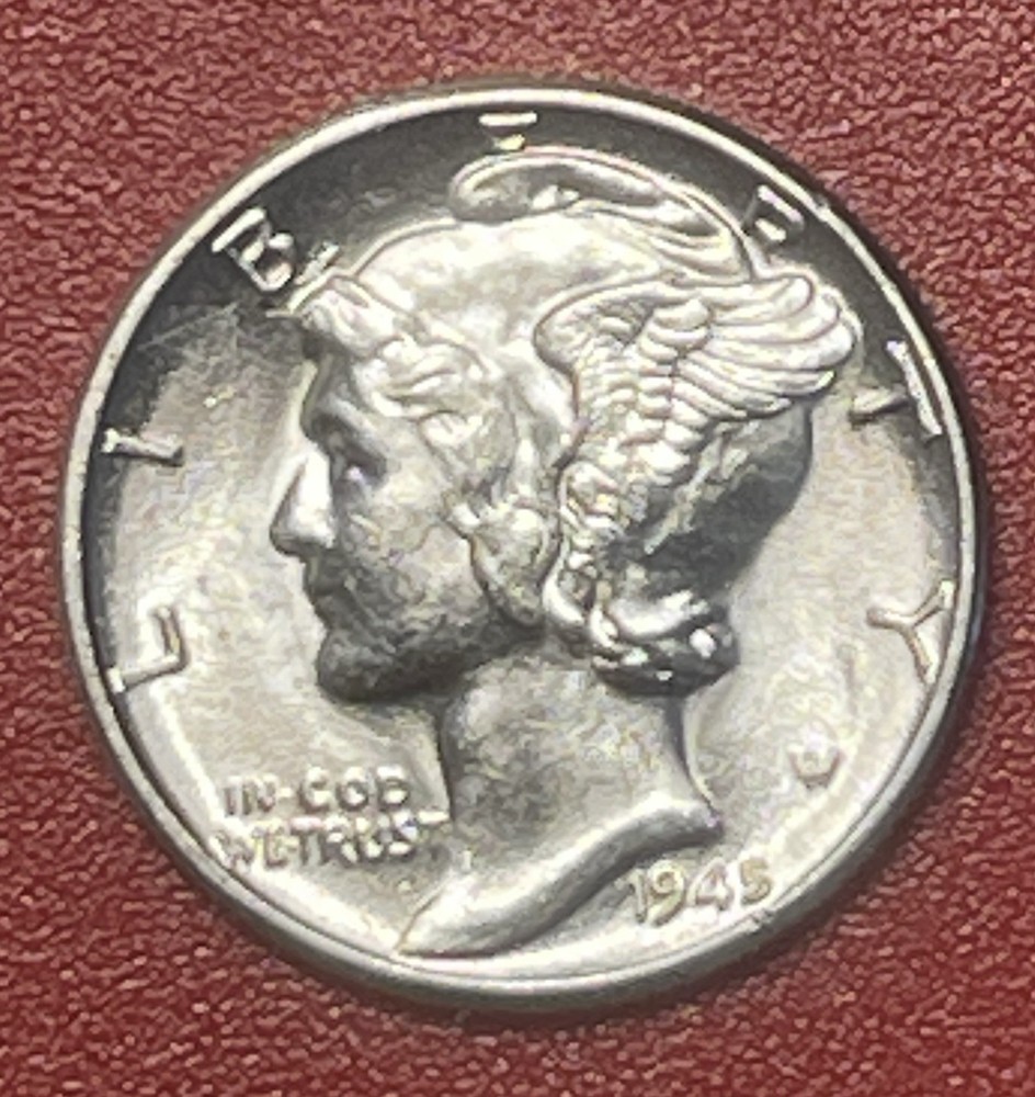 1945 P Mercury Silver Dime, Choice Uncirculated.