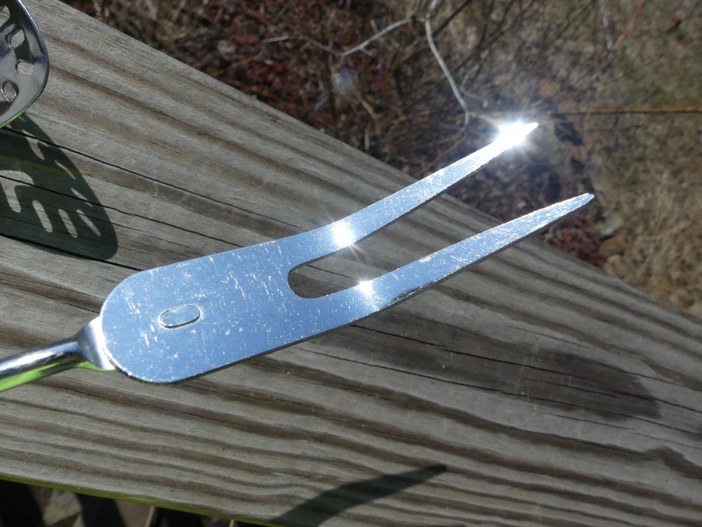 Vintage Slotted Spoon and Fork Pair Kitchen Tools