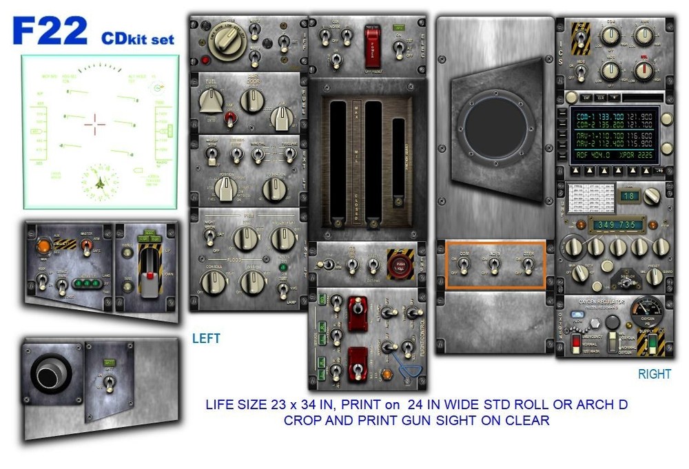 F22 RAPTOR COCKPIT instrument panel CDkit