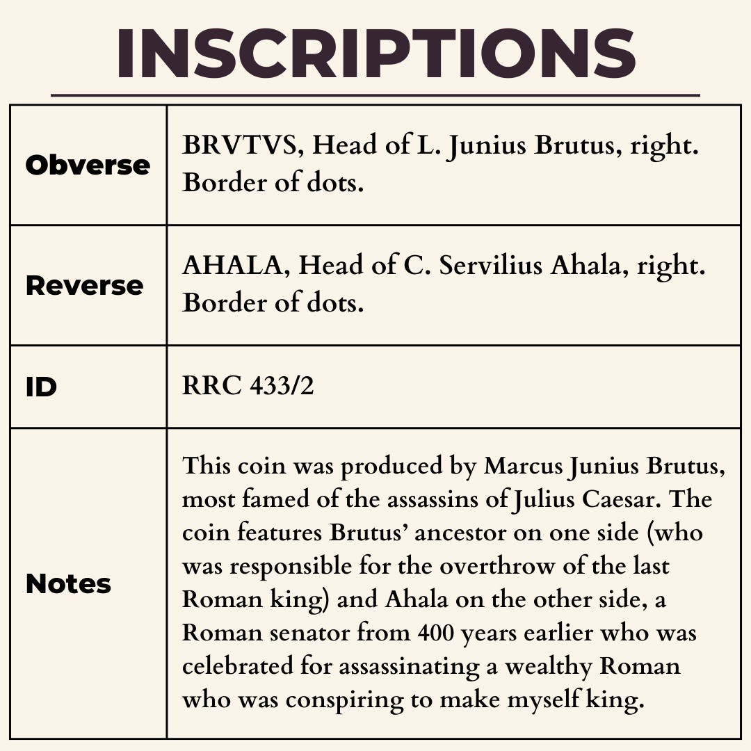 Brutus Denarius NGC Ch F Ancient Roman Republic Silver Coin 42BC Toned