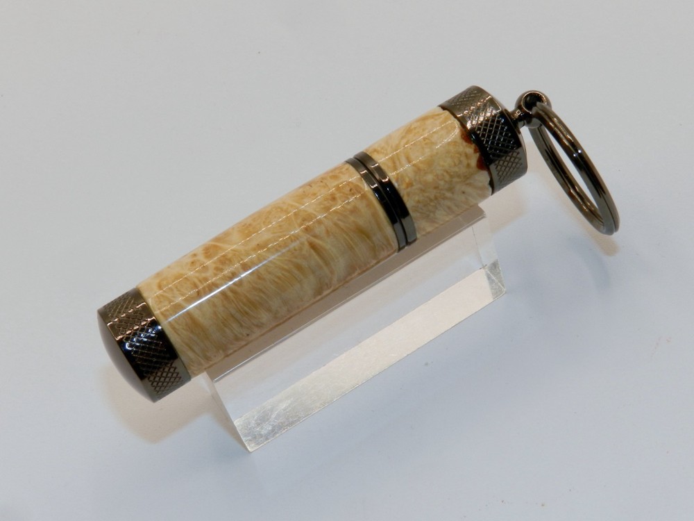 Handmade Key Chain Lighter w/ replaceable flint. Made from Box Elder Burl. #43