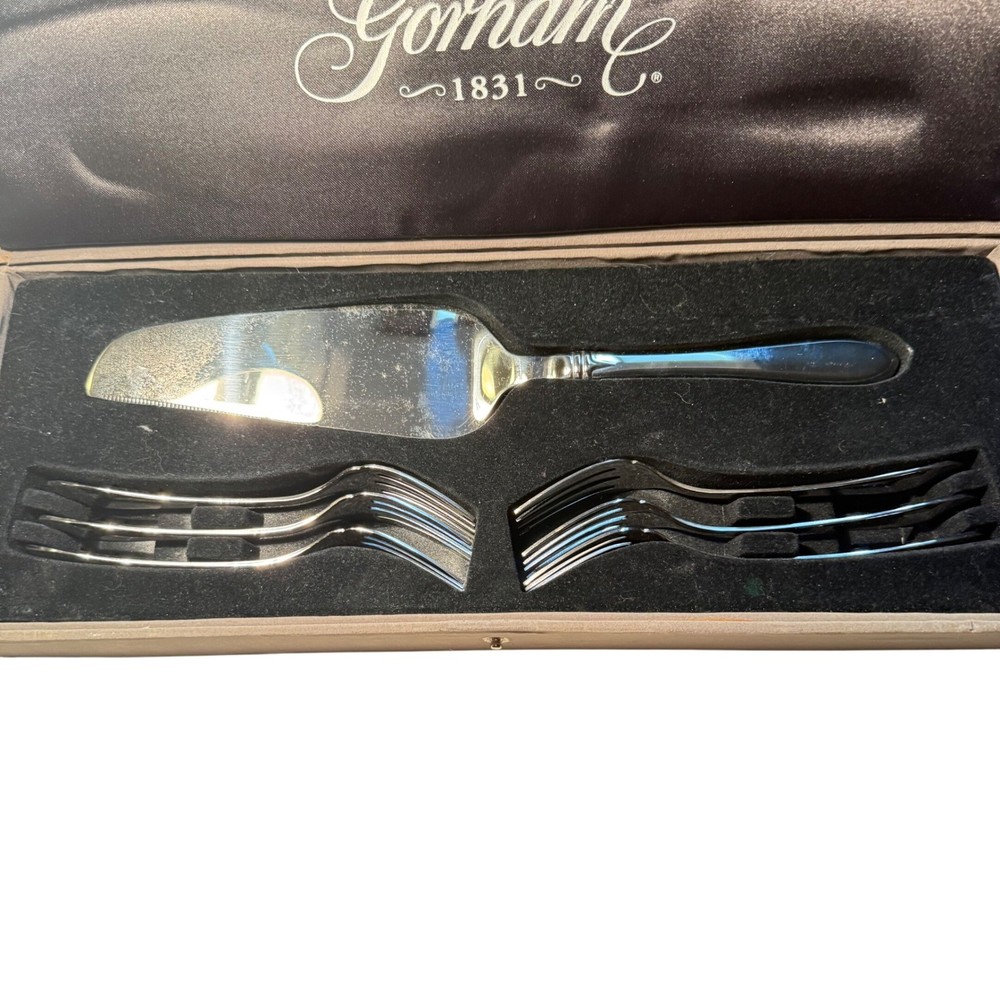 Gorham 1831 Cake Knife Server Dessert Forks Set Silverware with Case