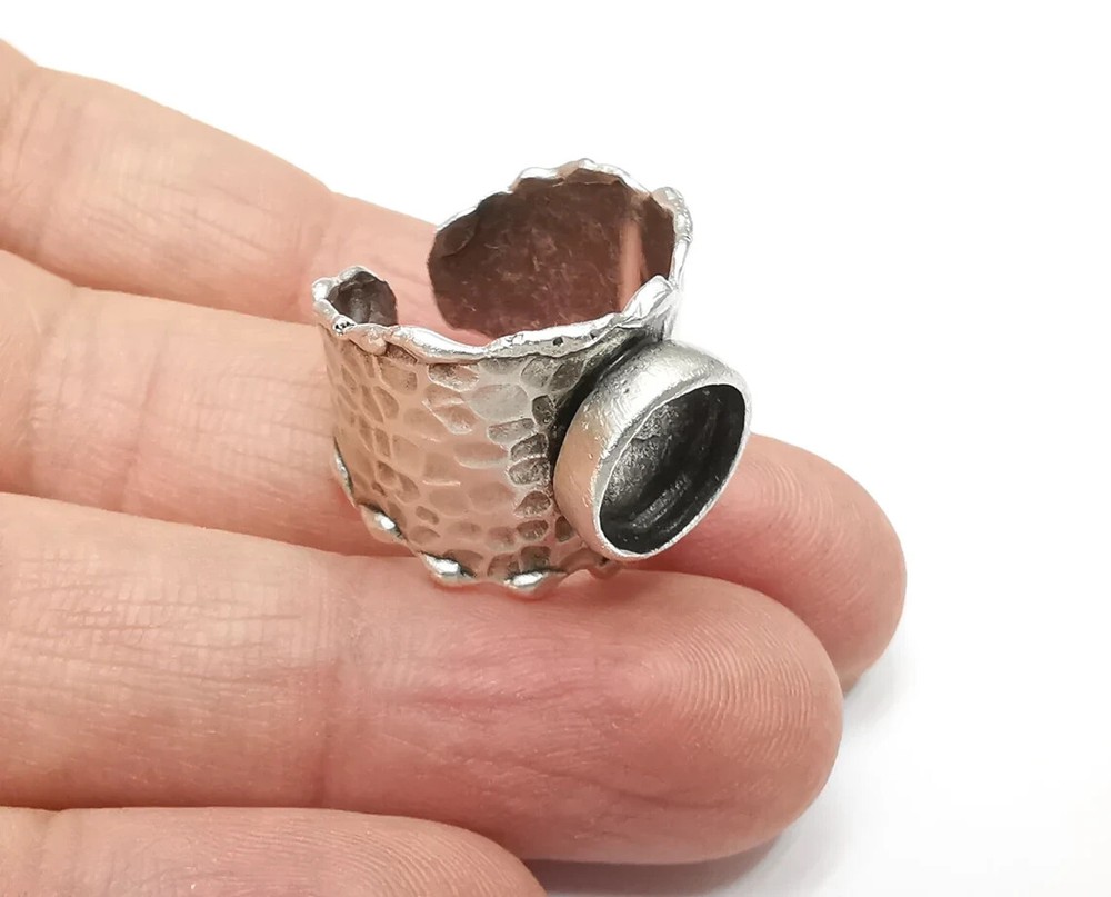 Branch Tube Ring Blank Setting, Cabochon Mounting, Adjustable Resin Ring Base