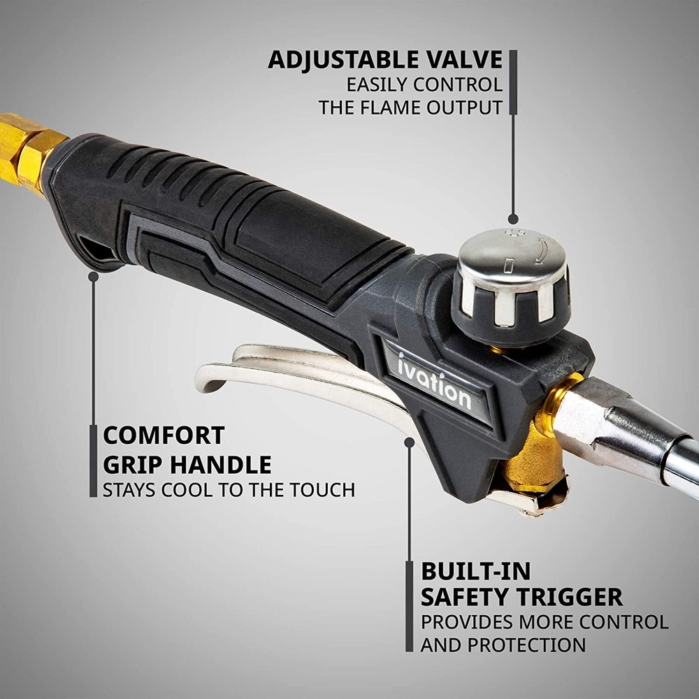 Ivation 340,000 BTU Adjustable Flame Propane Torch, Weed Burner & Flint Ignitor