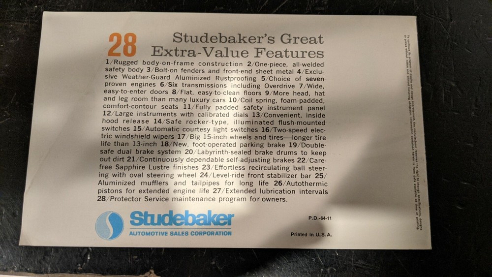 1964 Studebaker Different by Design Sales Brochure