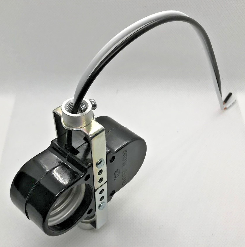 New Phenolic 2 Light Edison Base Twin Socket Offset Cluster, 8" Wire Leads SC701