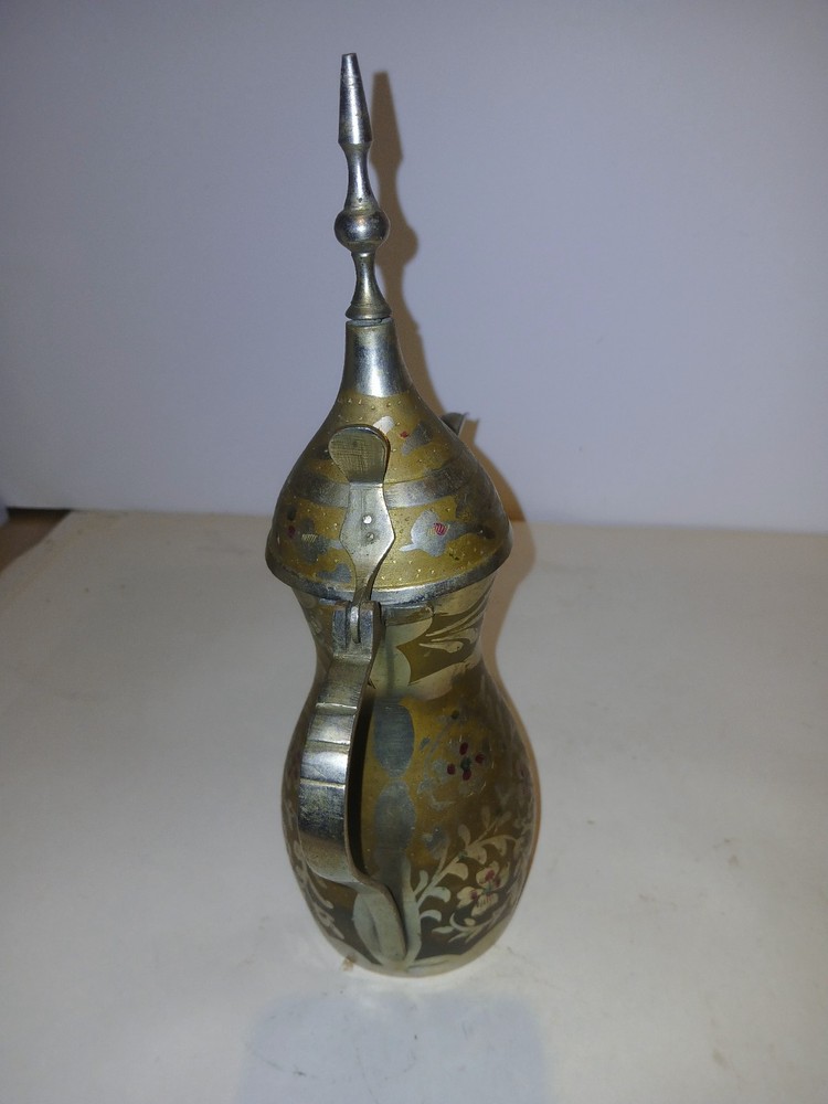 ANTIQUE MIDDLE EASTERN COFFEE/ TEAPOT BRASS/POSSIBLY SILVER