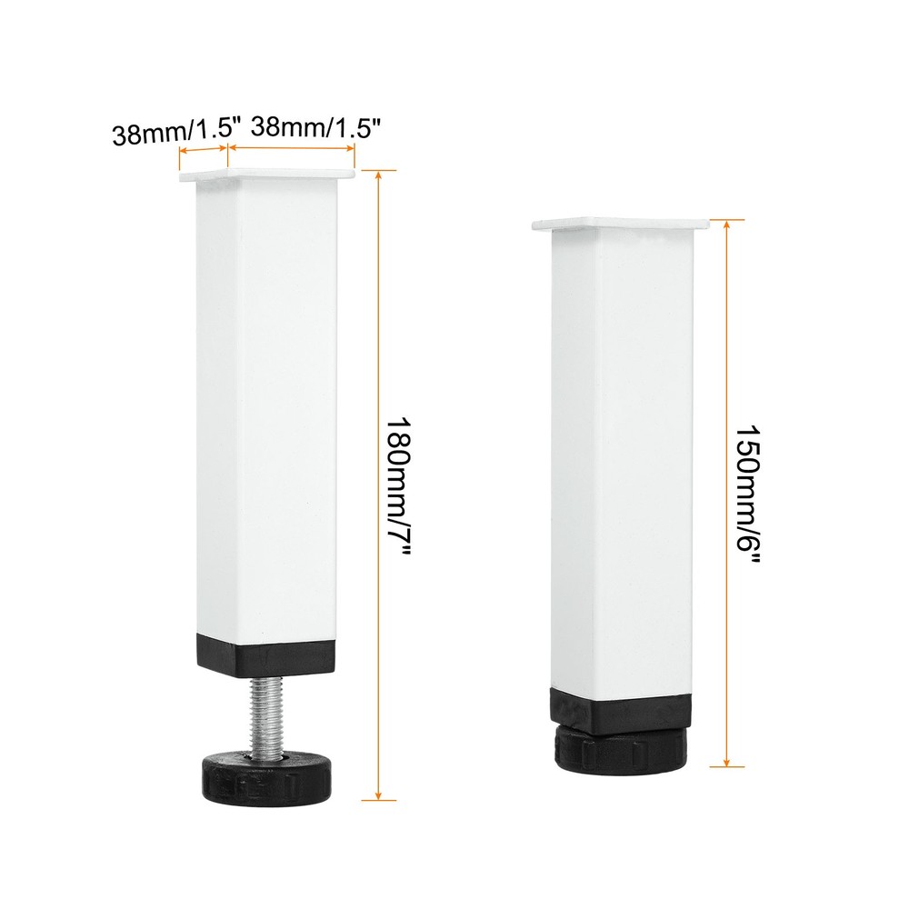 Adjustable Height Center Support Leg, 6" Bed Support Legs, White